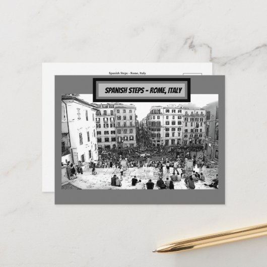 Spaans Steps Rome, Italië Briefkaart (Voorkant / Achterkant in situ)