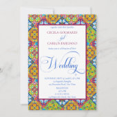 Spaans stijl decoratieve tegels katholieke bruilof kaart (Voorkant)