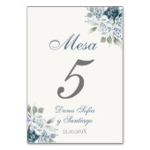 Spaans Stoffig Blauw Bruiloft Kaart (Voorkant)