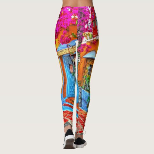 Spaans Straat Leggings Kleurrijke Bloemen (Achterkant)