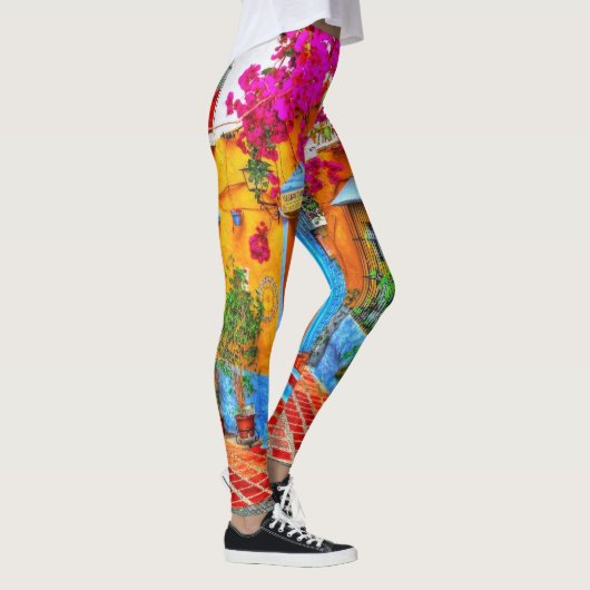 Spaans Straat Leggings Kleurrijke Bloemen (Rechts)