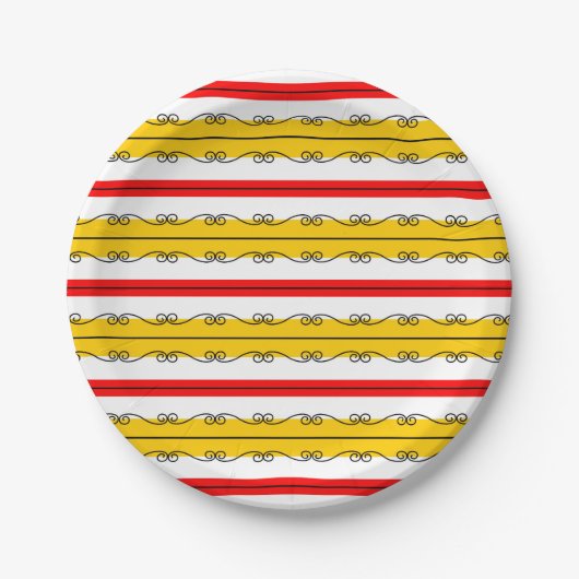 Spaans Stripe papier bord rond (Voorkant)