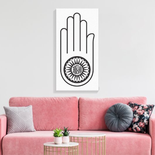 Spaans symbool van Ahimsa (hand van geweldloosheid Canvas Afdruk (Insitu (Woonkamer))