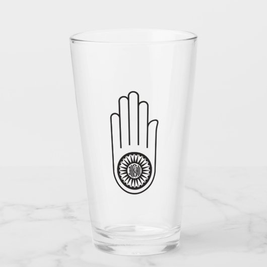 Spaans symbool van Ahimsa (hand van geweldloosheid Glas (Voorkant)