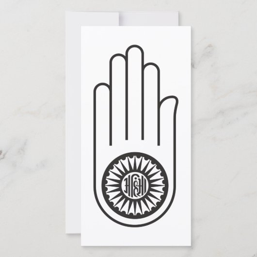 Spaans symbool van Ahimsa (hand van geweldloosheid Kaart (Voorkant)