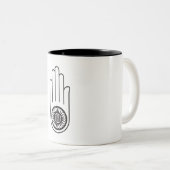 Spaans symbool van Ahimsa (hand van geweldloosheid Tweekleurige Koffiemok (Voorkant rechts)