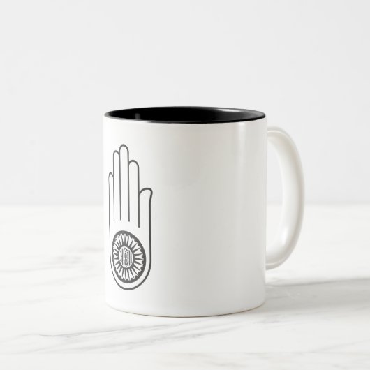 Spaans symbool van Ahimsa (hand van geweldloosheid Tweekleurige Koffiemok (Voorkant rechts)