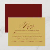 Spaans Taal Nuestra Boda bordeaux goud RSVP Kaartje (Voorkant / Achterkant)