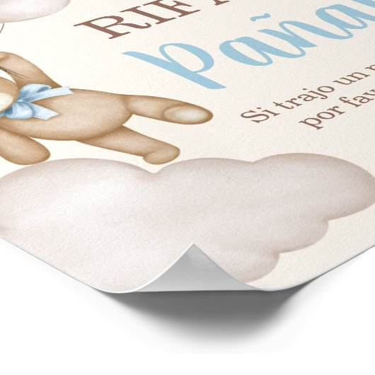 Spaans Teddy Beer Luier Raffle Teken Poster (Hoek)