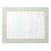 Spaans Tegel Blauw en Geel mediterraan Recipe Notitieblok (Voorkant)