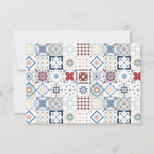 Spaans Tegel bruiloft RSVP Kaart (Achterkant)