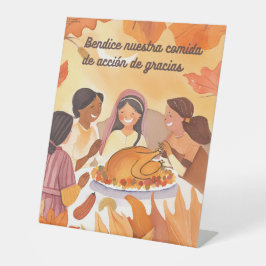 Spaans Thanksgiving gebed Reclamebord Met Voetstuk