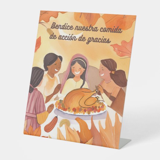 Spaans Thanksgiving gebed Reclamebord Met Voetstuk (Voorkant)