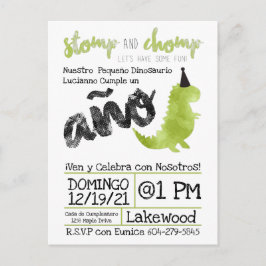 Spaans thema Little Dino Dinosaur Boy Stomp Briefkaart
