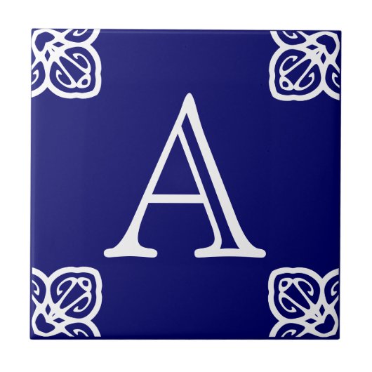 Spaans Tile Letter - White op Blue Tegeltje (Voorkant)