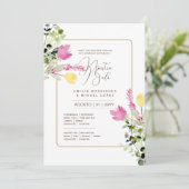 Spaans Trouw Uitnodiging Zomer Bloemen Bruiloft I (Staand voorkant)