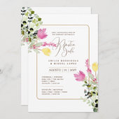 Spaans Trouw Uitnodiging Zomer Bloemen Bruiloft I (Voorkant / Achterkant)