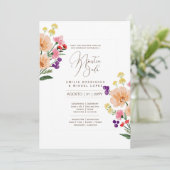 Spaans Trouw Uitnodiging Zomer Bloemen Bruiloft I (Staand voorkant)