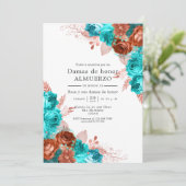 Spaans Turquoise en Coral Bridesmaids Kaart (Staand voorkant)