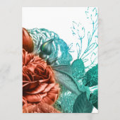 Spaans Turquoise en Coral Floral Bridal Advice Advieskaart (Achterkant)