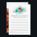 Spaans Turquoise en Coral Floral Bridal Advice Advieskaart<br><div class="desc">Turquoise,  koraalriffen en tropische rozen zomerbruidskaarten voor bruidkaarten die zijn ontworpen om snel en gemakkelijk in het Spaans te worden aangepast.</div>