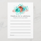 Spaans Turquoise en Coral Floral Bridal Advice Advieskaart (Voorkant)