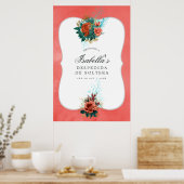 Spaans Turquoise en Coral Vrijgezellenfeest Welcom Poster (Keuken)