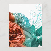Spaans Turquoise en Coral Wedding Guest - Gegevens Informatiekaartje (Achterkant)