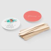 Spaans Turquoise en koraaltropisch huwelijk Handwaaier (Niet-gemonteerd)