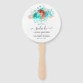 Spaans Turquoise en koraaltropisch huwelijk Handwaaier (Voorkant)