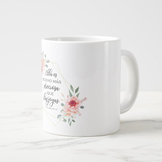 Spaans tweeslachtig vers Proverbios 31:10 Grote Koffiekop (Voorkant rechts)