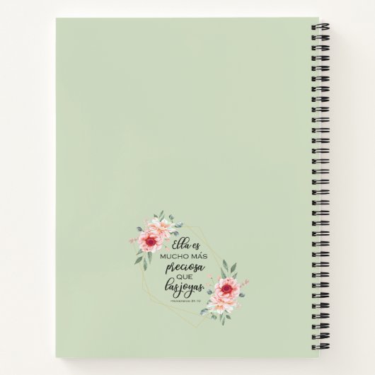 Spaans tweeslachtig vers Proverbios 31:10 Notitieboek (Achterkant)