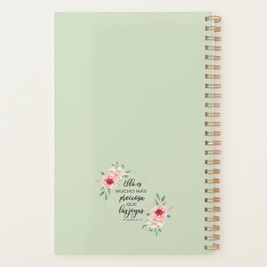 Spaans tweeslachtig vers Proverbios 31:10 Planner (Achterkant)