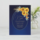 Spaans Uitnodiging Trouwfeest Rustic Blauw Zonnebl (Staand voorkant)