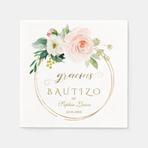 Spaans Uniek Roze Blush Floral Gold Bautizo Servet