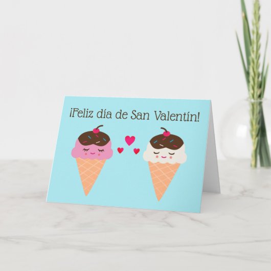 Spaans Valentijnsdag Kaart met Ice Cream Cones (Voorkant)