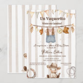 Spaans Vaquerito Cowboy Clothline Baby shower Kaart (Voorkant / Achterkant)