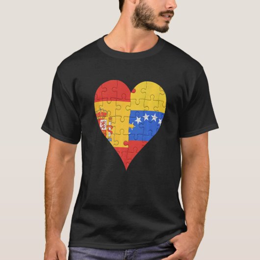 Spaans Venezolaans Vlag Hart T-shirt (Voorkant)