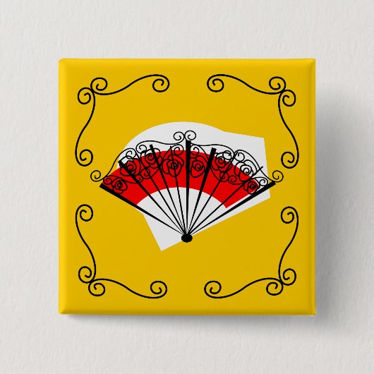 Spaans Ventilatorhoek, knopplein Vierkante Button 5,1 Cm (Voorkant)