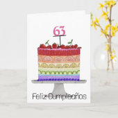 Spaans Verjaardag Regenboog Kleur Cake Kaart (Gele Bloem)