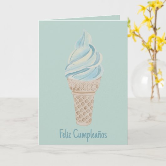 Spaans Verjaardags Ijs Kaart (Gele Bloem)