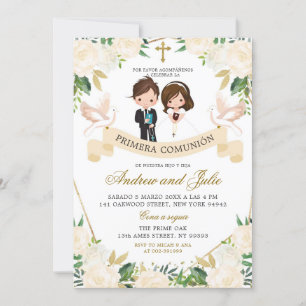 Spaans Verwant Jongen en Meisje Eerste Heilige Com Kaart