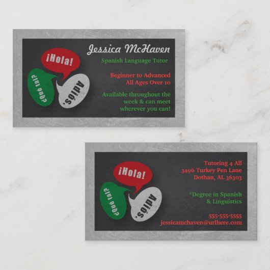 Spaans Visitekaartje voor taaltrouwerij (Voorkant / Achterkant)