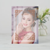 Spaans Vlaams Vellum Effect Mis XV Años Folie Uitnodiging (Staand Voorkant)