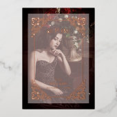 Spaans  Vlaams Vellum Effect Mis XV Años Folie Uitnodiging (Voorkant)