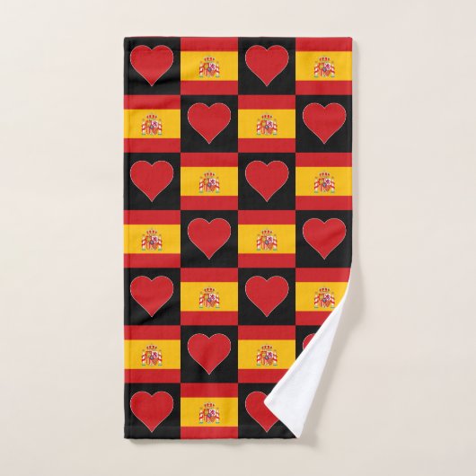 Spaans vlaggen- en hartpatroon Fun Spanje Pride Handdoek (Handdoek)