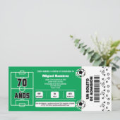 Spaans voetbalticket voor 70e verjaardagsfeest kaart (Staand voorkant)