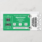 Spaans voetbalticket voor 80e verjaardagsfeest kaart (Voorkant)