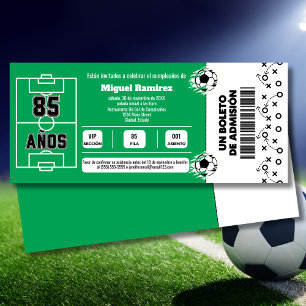 Spaans voetbalticket voor 85e verjaardagsfeest kaart