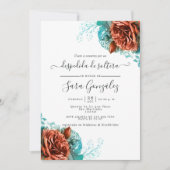 Spaans Vrijgezellenfeest van Turquoise en Coral Fl Kaart (Voorkant)